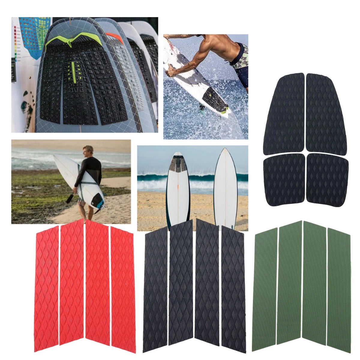 4 Piece EVA Surfboard Traction Pad for Surfboards (54x39cm, 40x30cm)