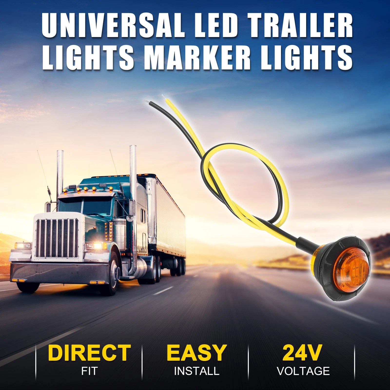 Trailer Lights 24V Waterproof Marker Lights Yellow 8 Pack for Universal Fit