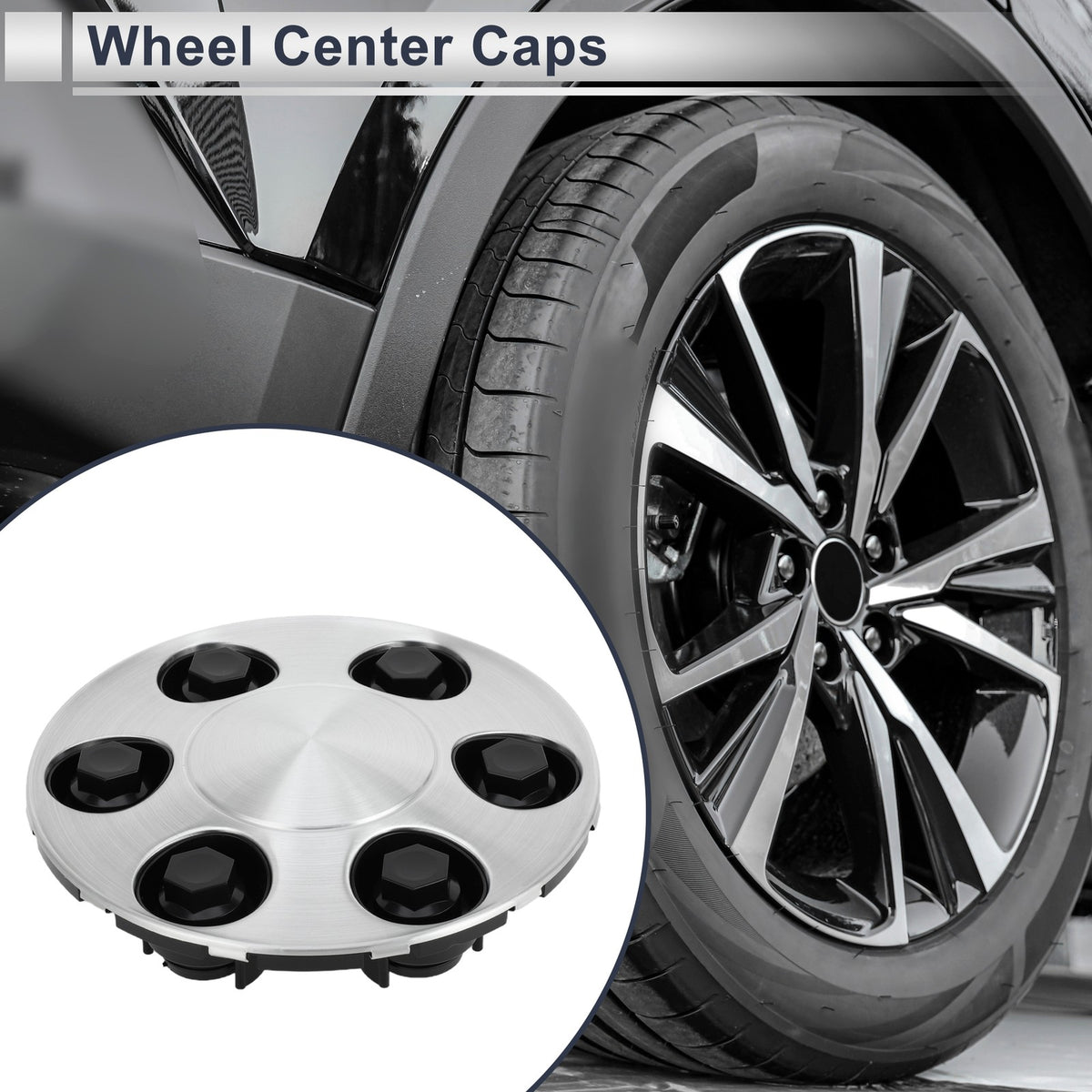 Wheel Center Caps Replacement for Chevrolet Tahoe 2007–2013 Silver Tone 1Pc