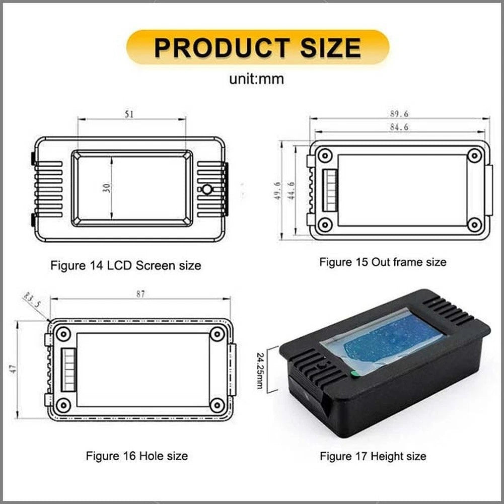 Car Battery Voltage Ammeter 0-200V 200A with 360 Degree Display