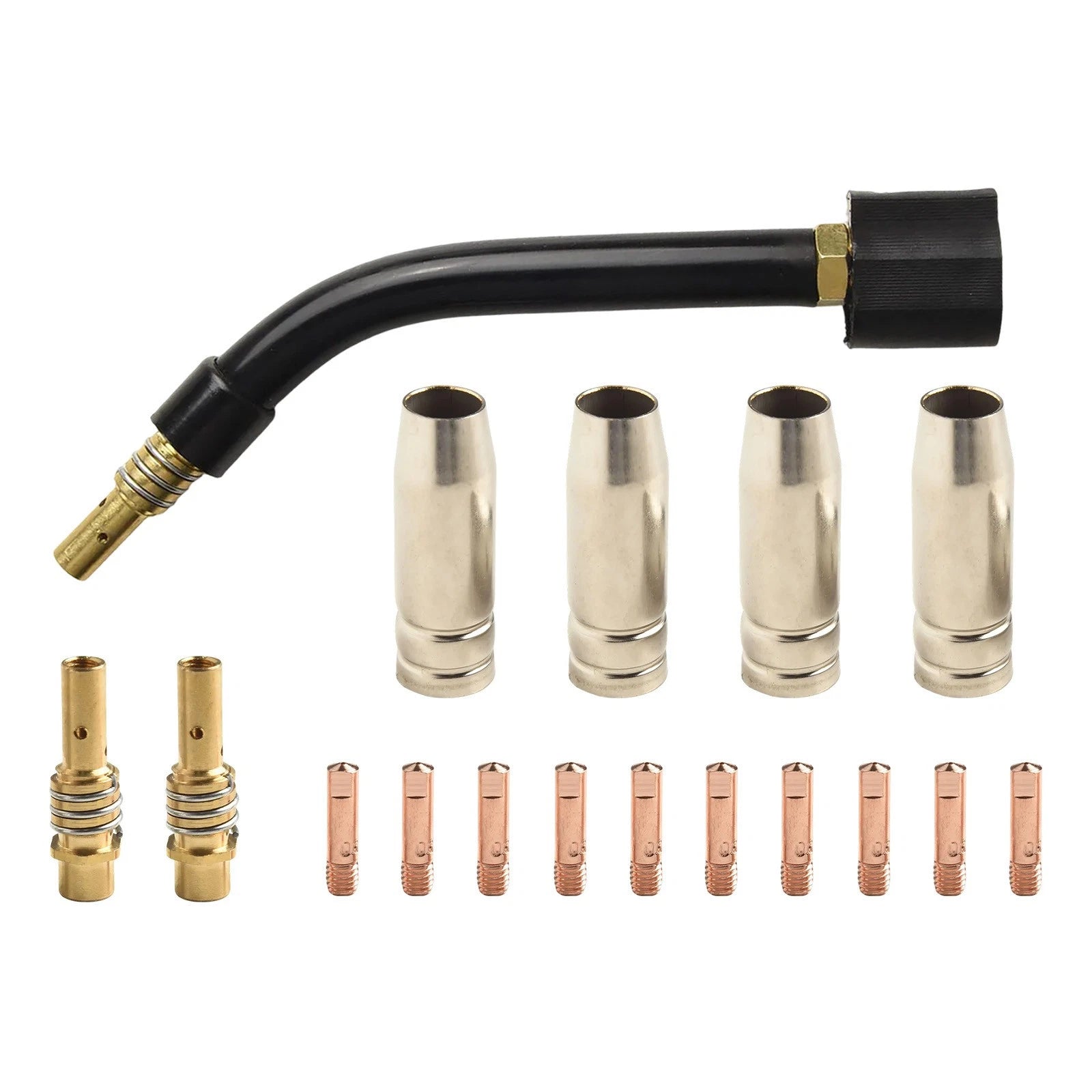 17-Piece MIG Welding Toolkit with Neck Tips and Diffuser Components