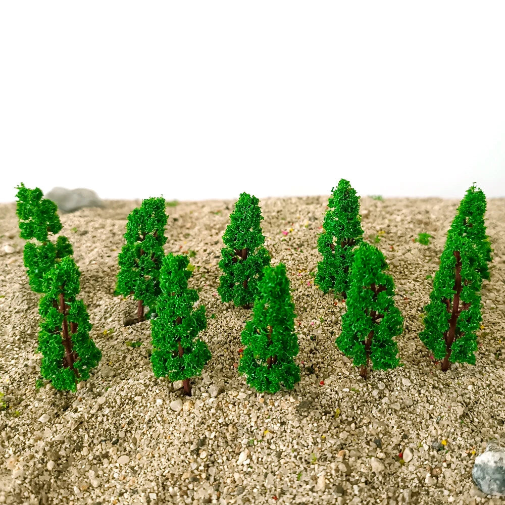 10Pc 6cm Green Model Trees for Train Railway Diorama Wargame Layout