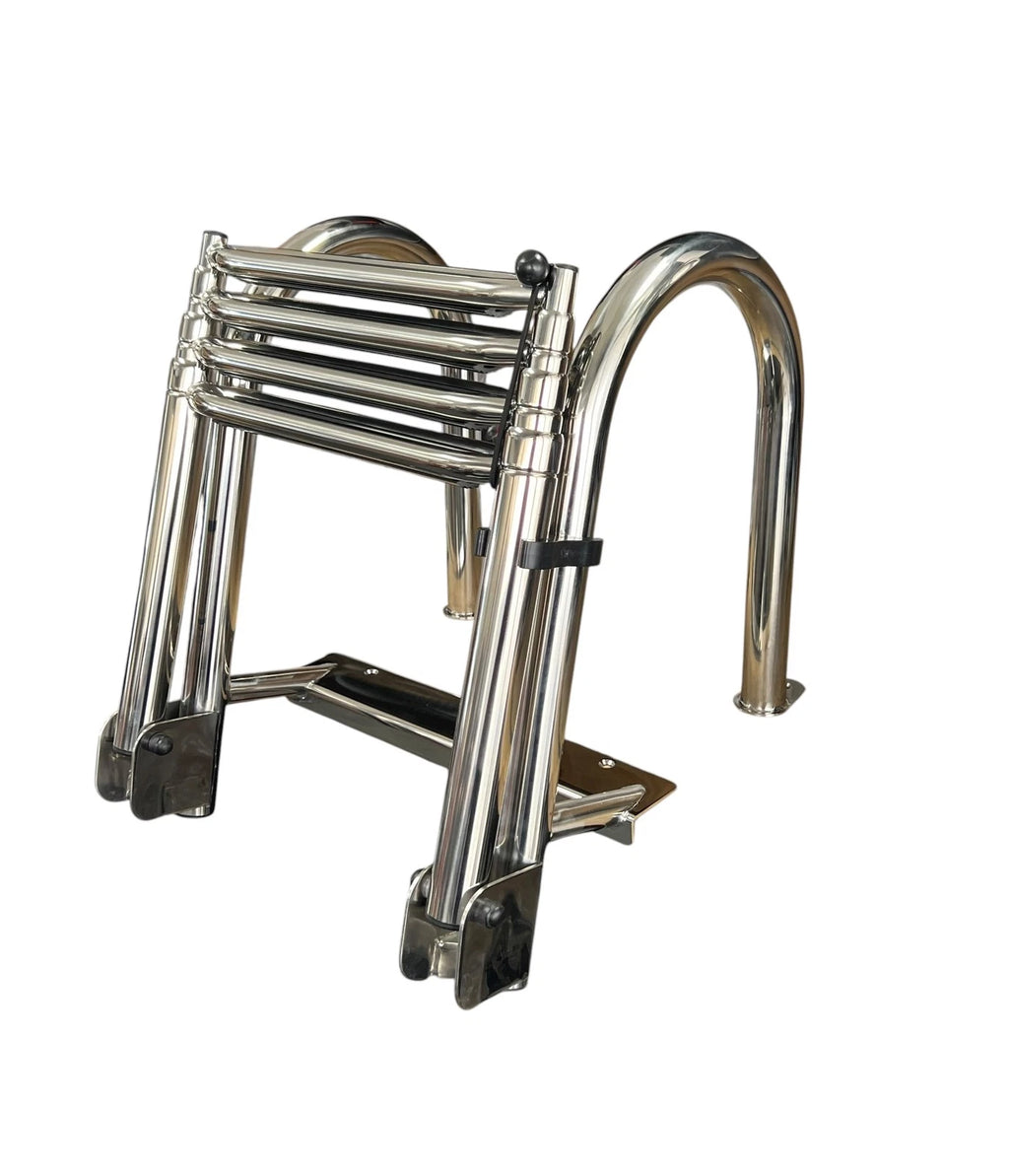 Folding 4 Step Telescoping Ladder for White Water B00351PL-WS