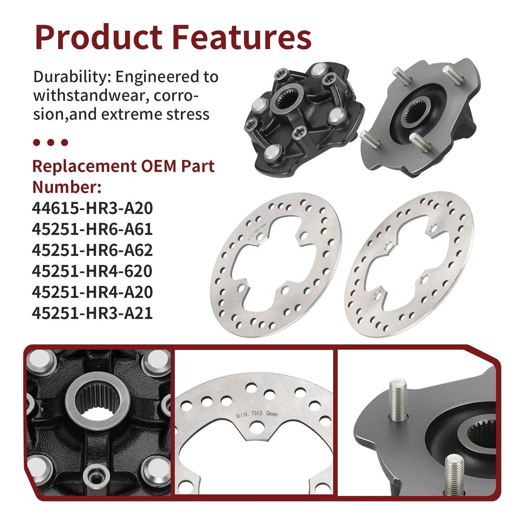 Front Left Right Wheel Hubs Brake Disc for Honda Rancher 420 (2014–2024)