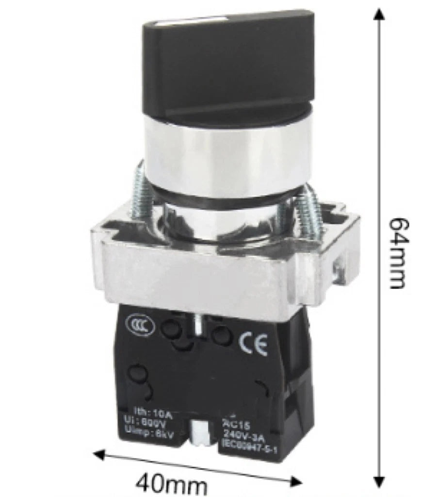 22mm Rotary Switch for XB2-BD23 BD24 (600V) - Stable Self-Locking Mechanism