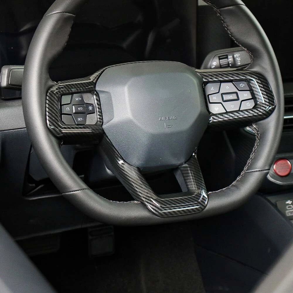 Carbon Fiber Interior Steering Wheel Trim Cover for Ford Mustang 24+ Accessories