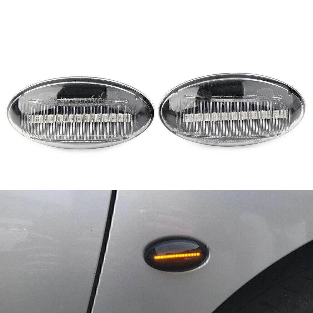 2PCS Clear LED Dynamic Signal Side Marker Light For Peugeot 307 206 607 407 107