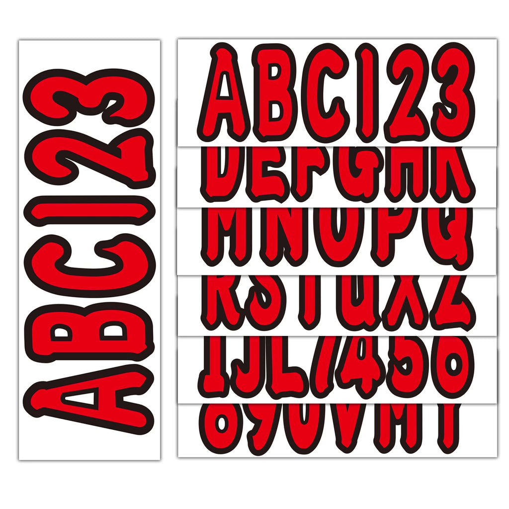 Set of 4 Red Decals A-Z & 0-9 for Boat Registration Stickers