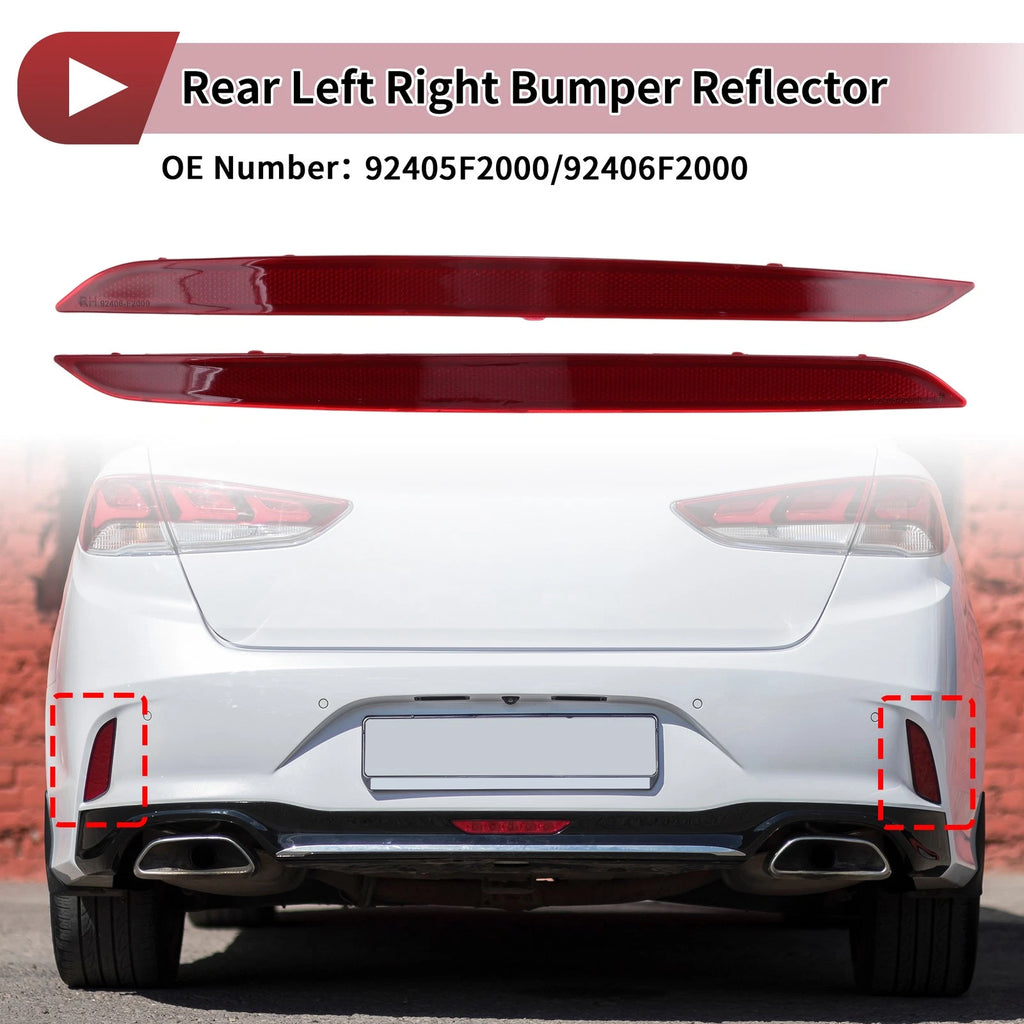 Rear Bumper Reflectors Pair Left Right Replacement for Hyundai Elantra (2017–2018)