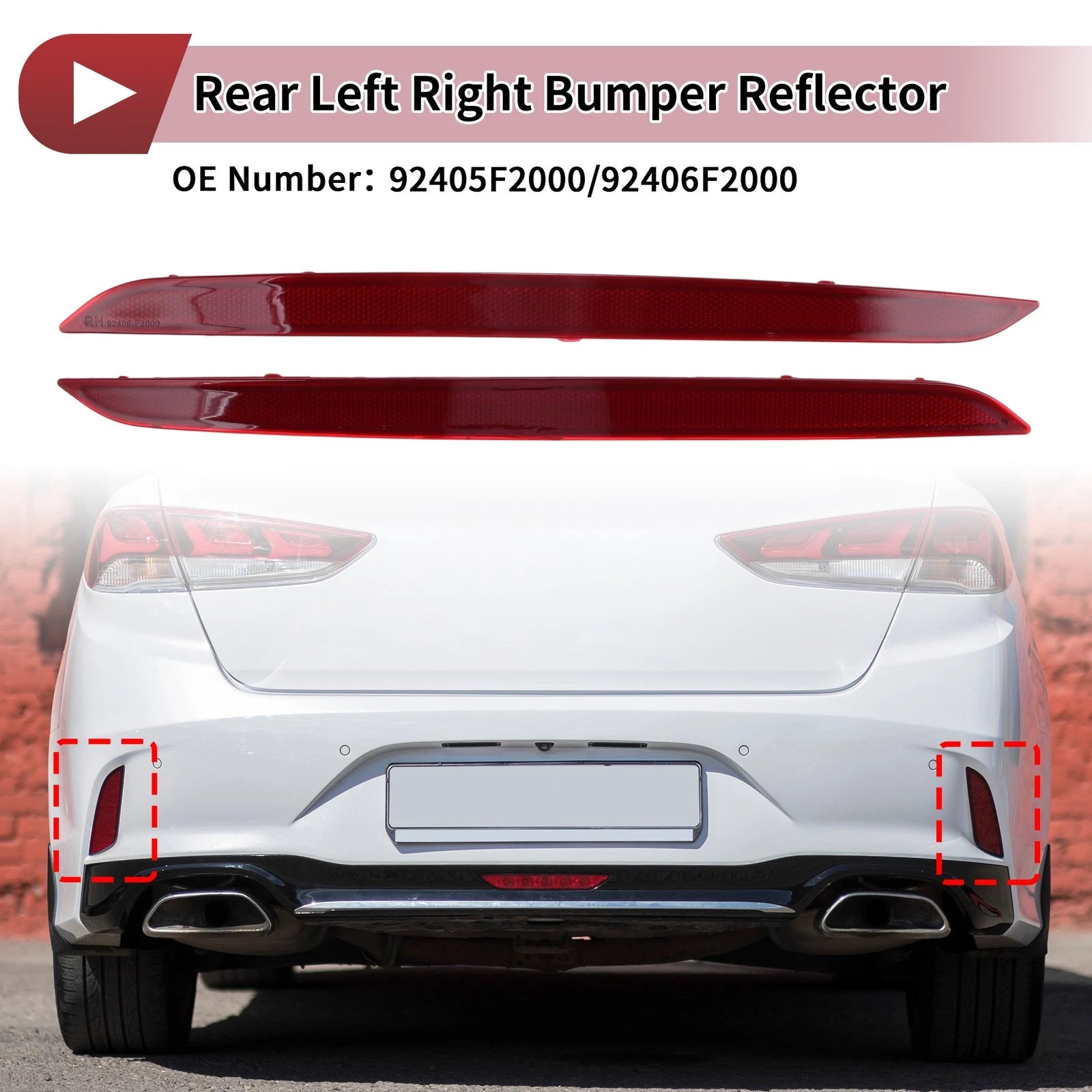 Rear Bumper Reflectors Pair Left Right Replacement for Hyundai Elantra (2017–2018)