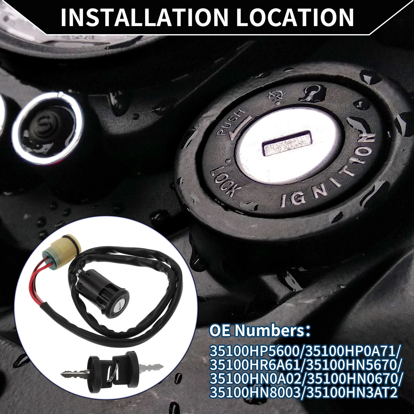 Ignition Key Switch Replacement for Honda TRX350TE Rancher (2000–2007)