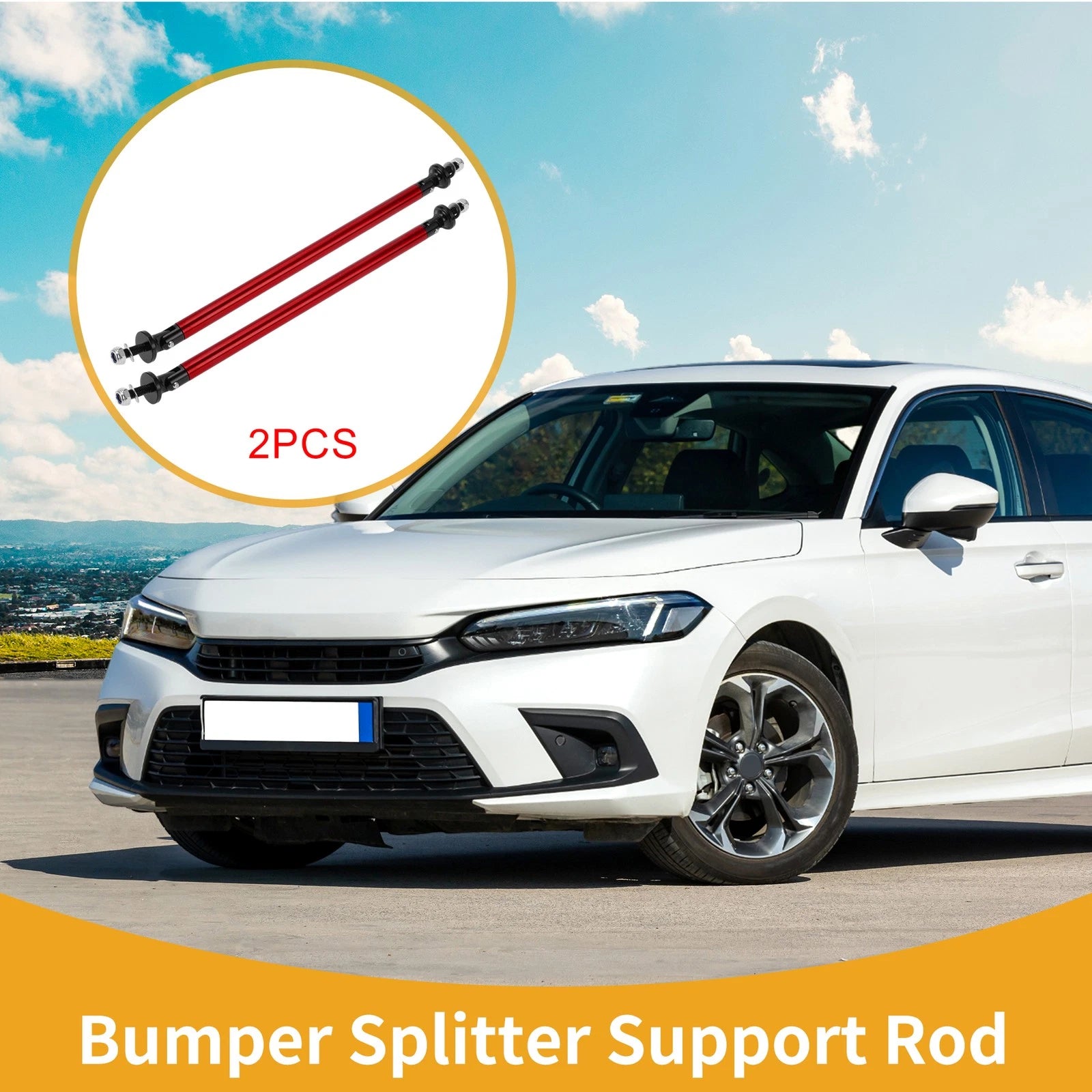 2X Adjustable Front Bumper Lip Splitter Strut Support Bars for Universal (2000–2023)