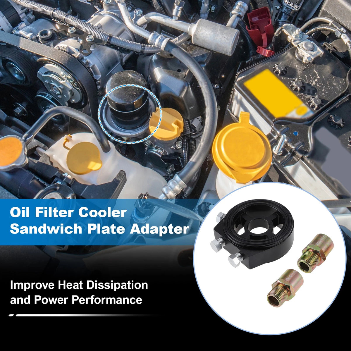 Oil Cooler Sandwich Plate Adapter Set for M20x1.5 & 3/4-16