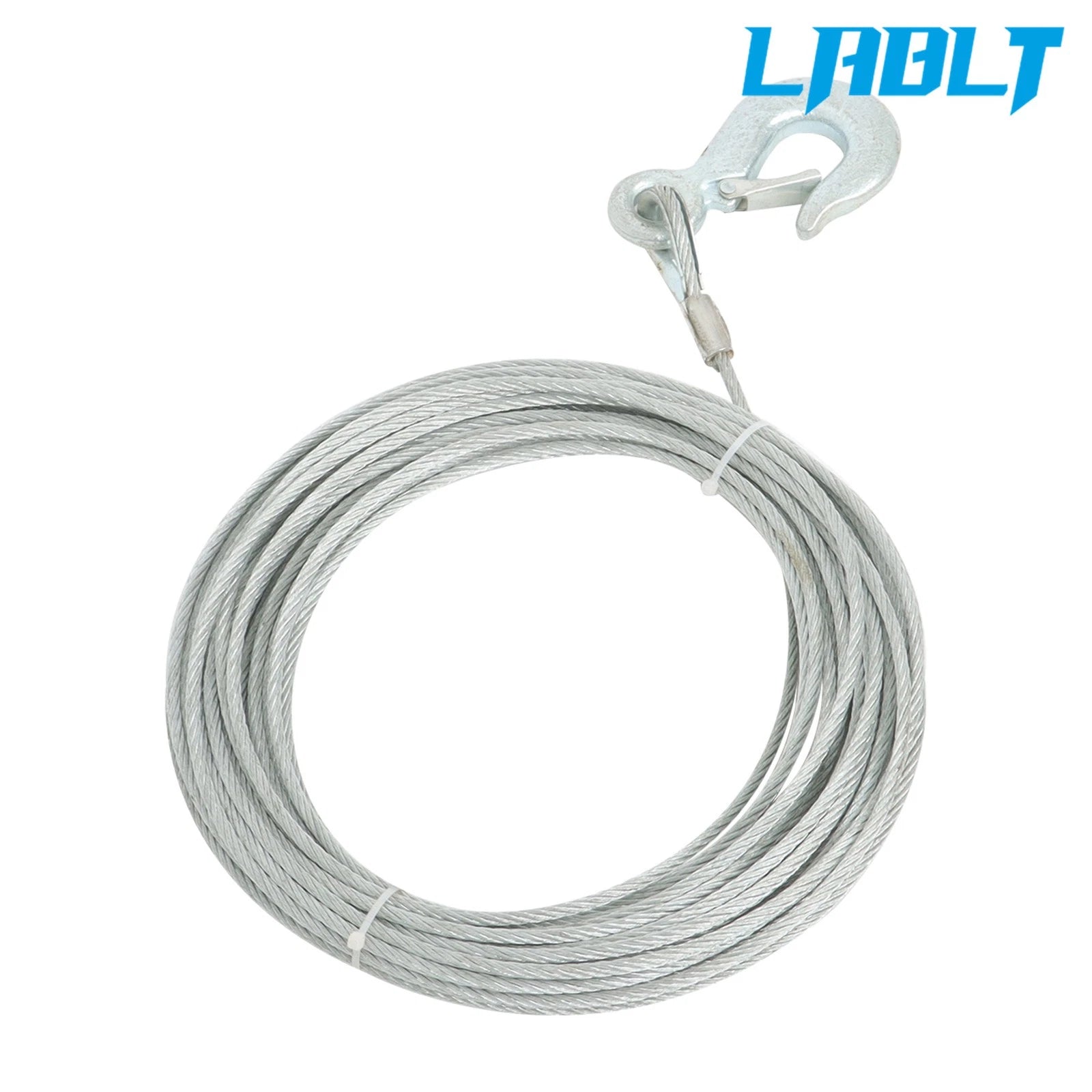 Winch Cable 3/16" × 50Ft Galvanized Steel 7 × 19 Strands + 1/4" Hook
