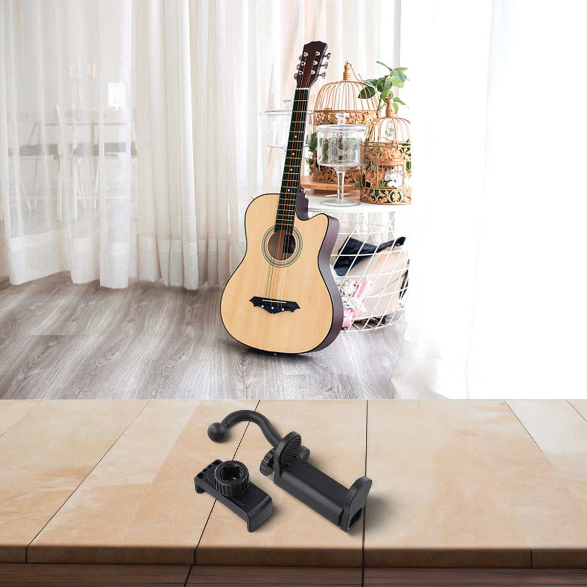 Guitar Phone Holder for Optimal Viewing Angle