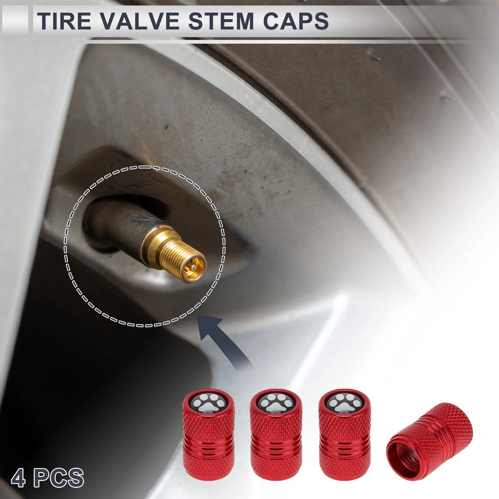 Tire Valve Stem Caps Replacement Dust Covers Red for Motorbike Bicycle (4 Pcs)