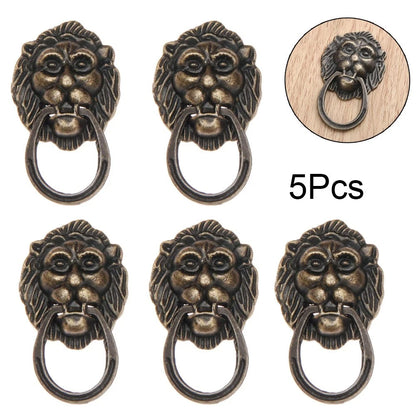 5Pcs Antique Bronze Lion Head Door Pull Handle Cabinet Drawer Pull Knob 2848mm