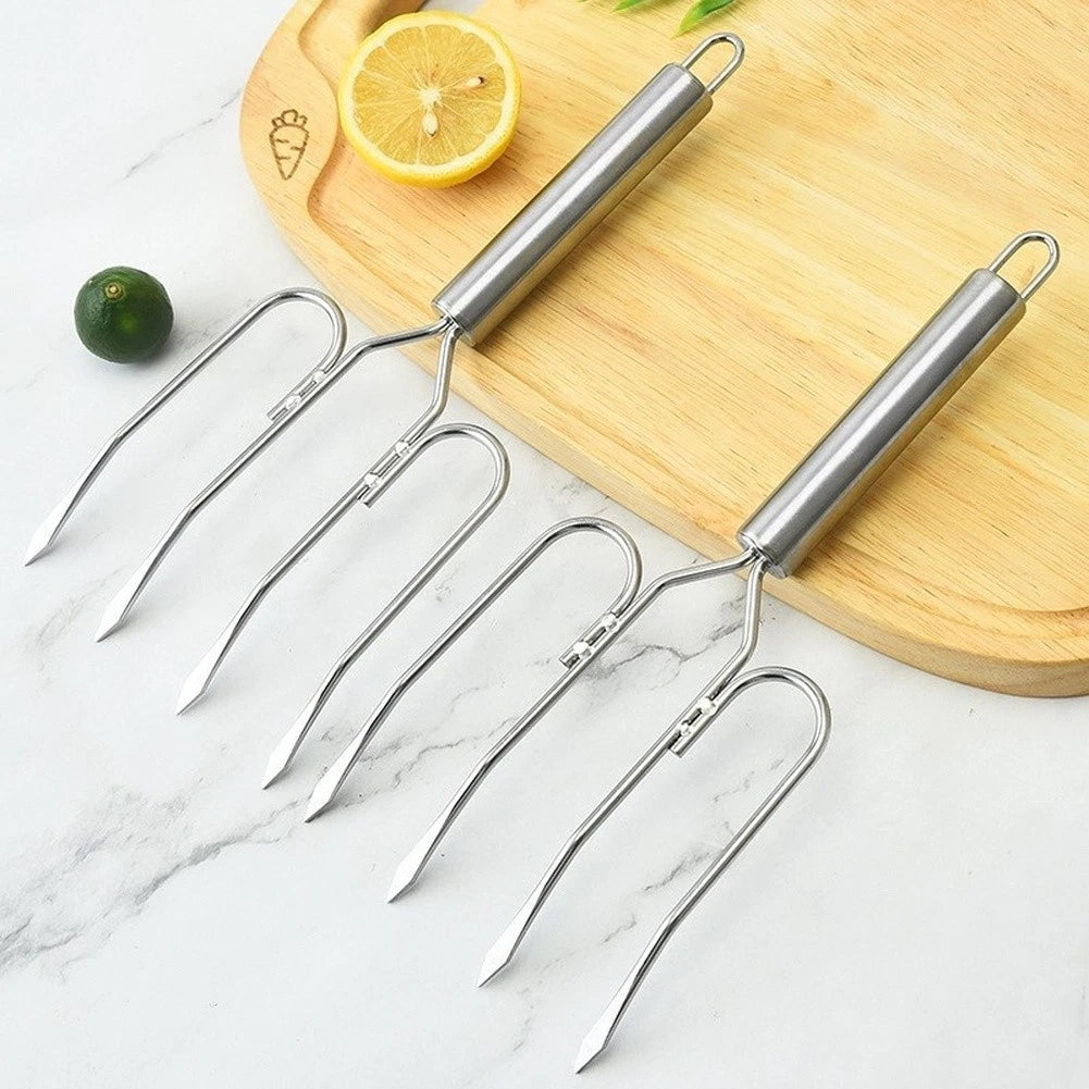 Stainless Steel Skewer Fork for Turkey Chicken Fish Roast (25cm)
