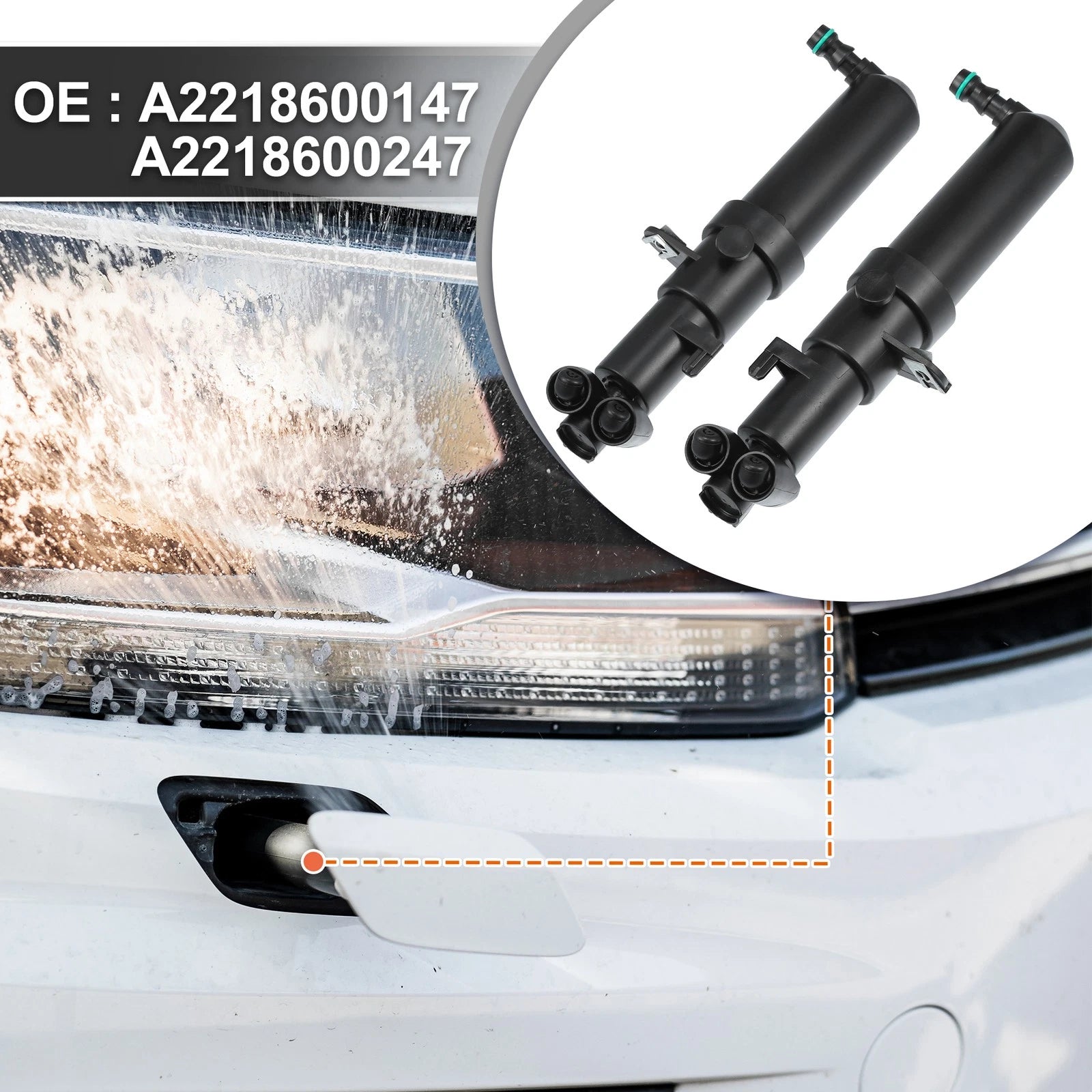 Headlight Washer Nozzle Front Pair for Mercedes-Benz CL550 CL600 (2007–2014)