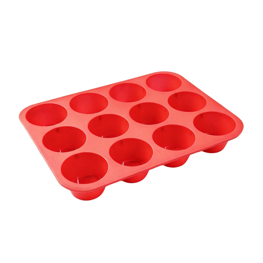 12 Slot Silicone Cupcake Mold for Baking, Nonstick, Oven Safe Up to 450F