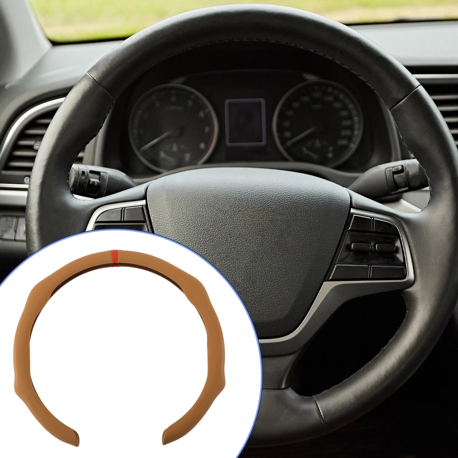 Steering Wheel Cover for ABS Car (14.96", Brown Red)