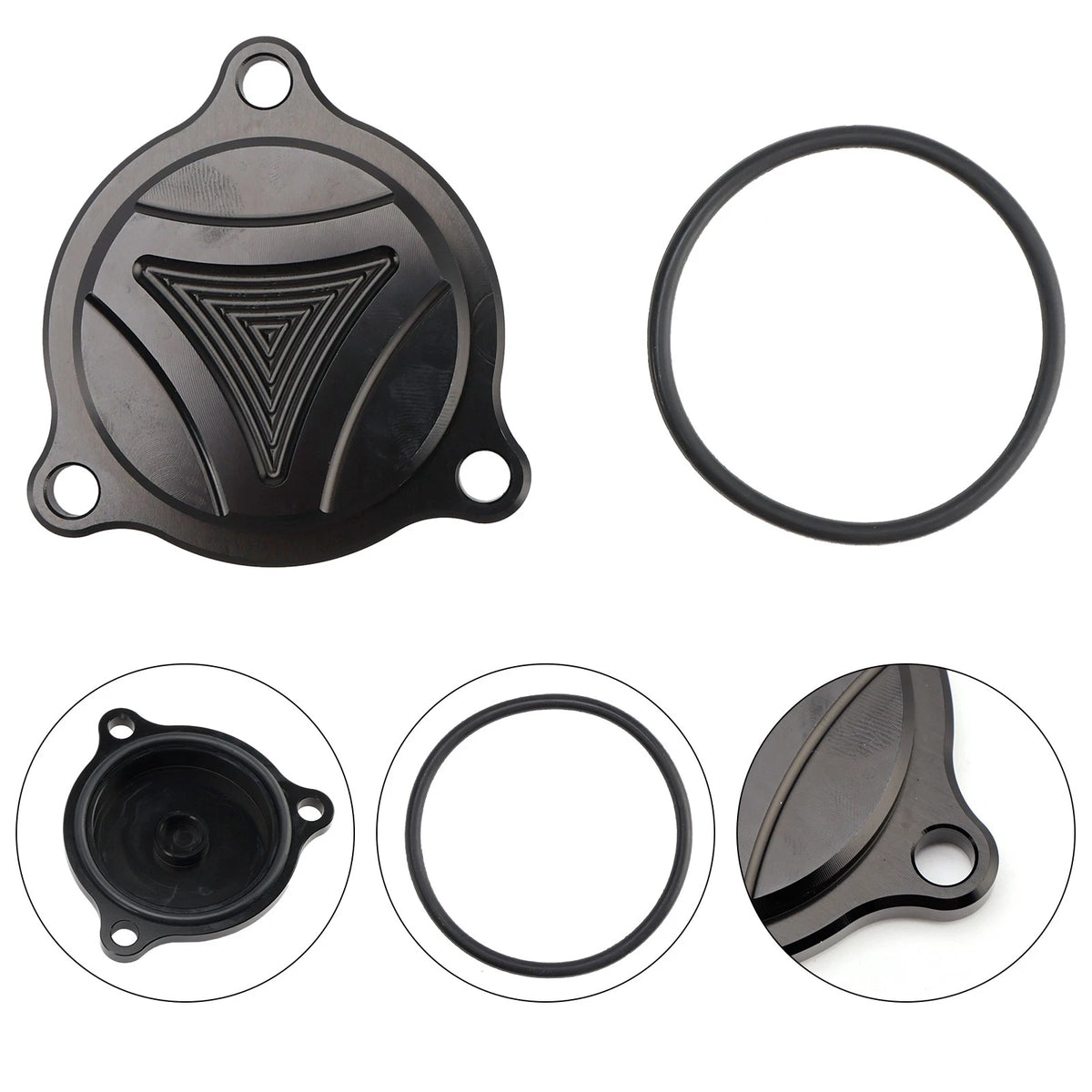 Engine Oil Filter Cover for Suzuki LTZ400 LTR450 DRZ400/400E/400S/400SM (Black)