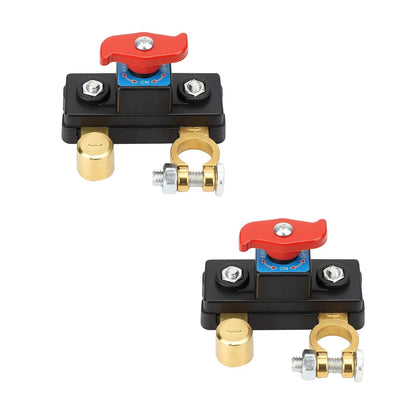2Pcs Battery Disconnect Switch for Truck (12V-24V) Brass Terminals Anti-Drain