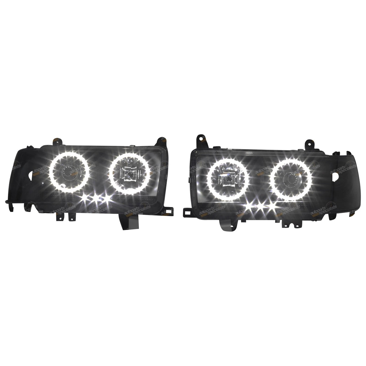 Black Altezza Angel-eye Halo Projector Headlights with LED DRLs for 80 Series (1980–1990)
