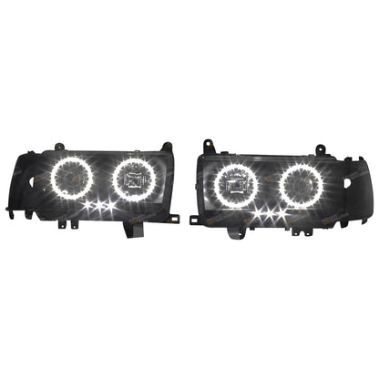 Black Altezza Angel-eye Halo Projector Headlights with LED DRLs for 80 Series (1980–1990)