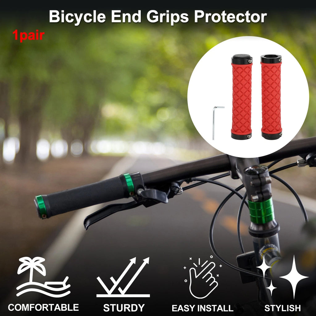 Bike Handlebar Grips Cover 128mm Lightweight MTB End Grips Protector Red 1 Set