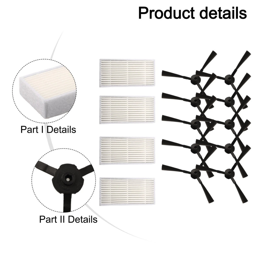 10pcs Side Brush & 4pcs Filter Mesh for Ariete Briciola (2711–2717)
