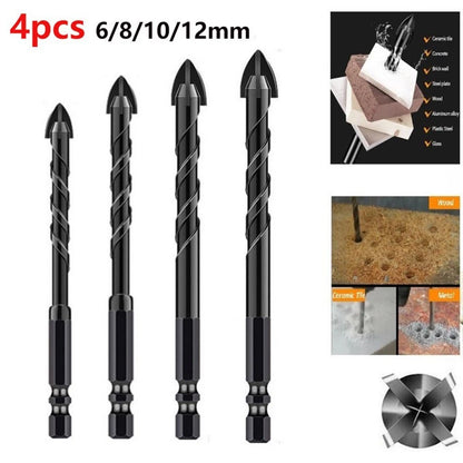 4-Blade Carbide Drill Bit Hex Shank for Plastics and Glass (6.35 mm)