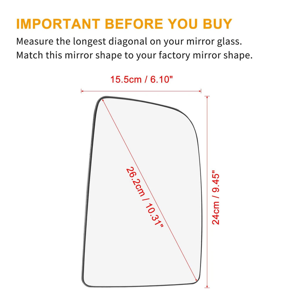 Heated Side Mirror Glass Right OEM Replacement for Mercedes-Benz Sprinter (2010–2018)