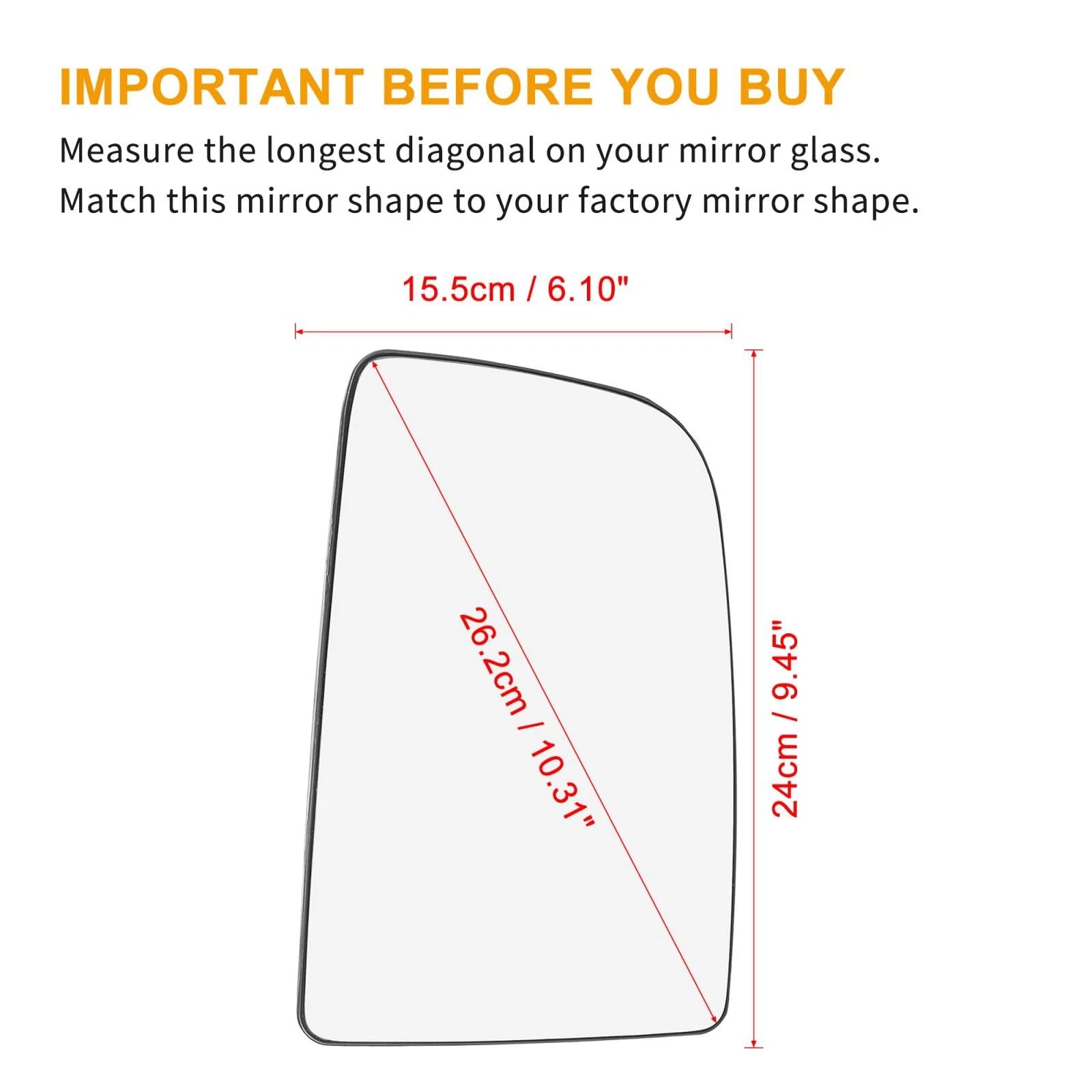 Heated Side Mirror Glass Right OEM Replacement for Mercedes-Benz Sprinter (2010–2018)