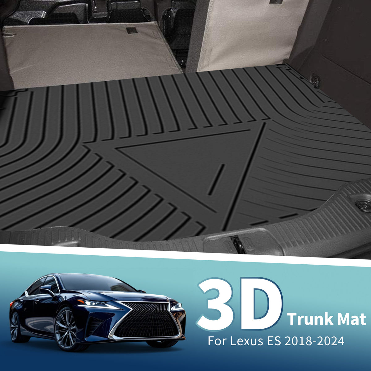 Cargo Liner Rear Trunk Mat TPE Flat Face for Lexus ES (2018–2024)