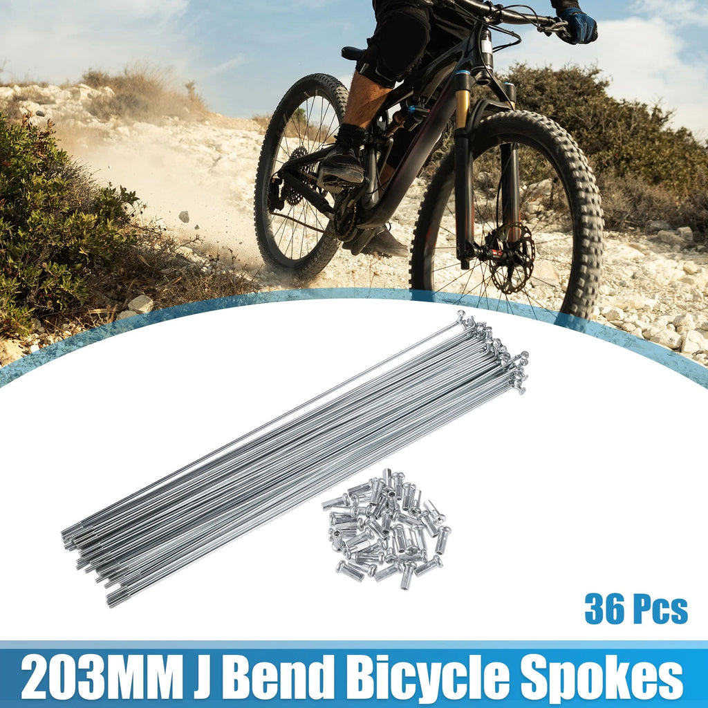 Bicycle Spokes J Bend Set with Nipples for 14G 203mm (200mm–200mm)