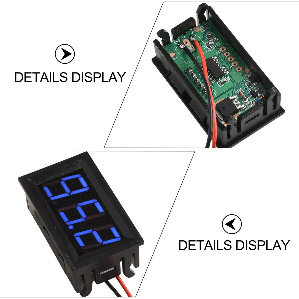 2 Wires Digital Display DC 5-120V Voltage Meter Blue LED Panel