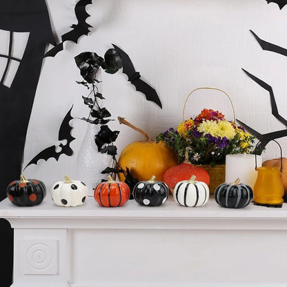 Set of 6 Halloween Pumpkin Decorations for Table, Tiered Tray, Desk