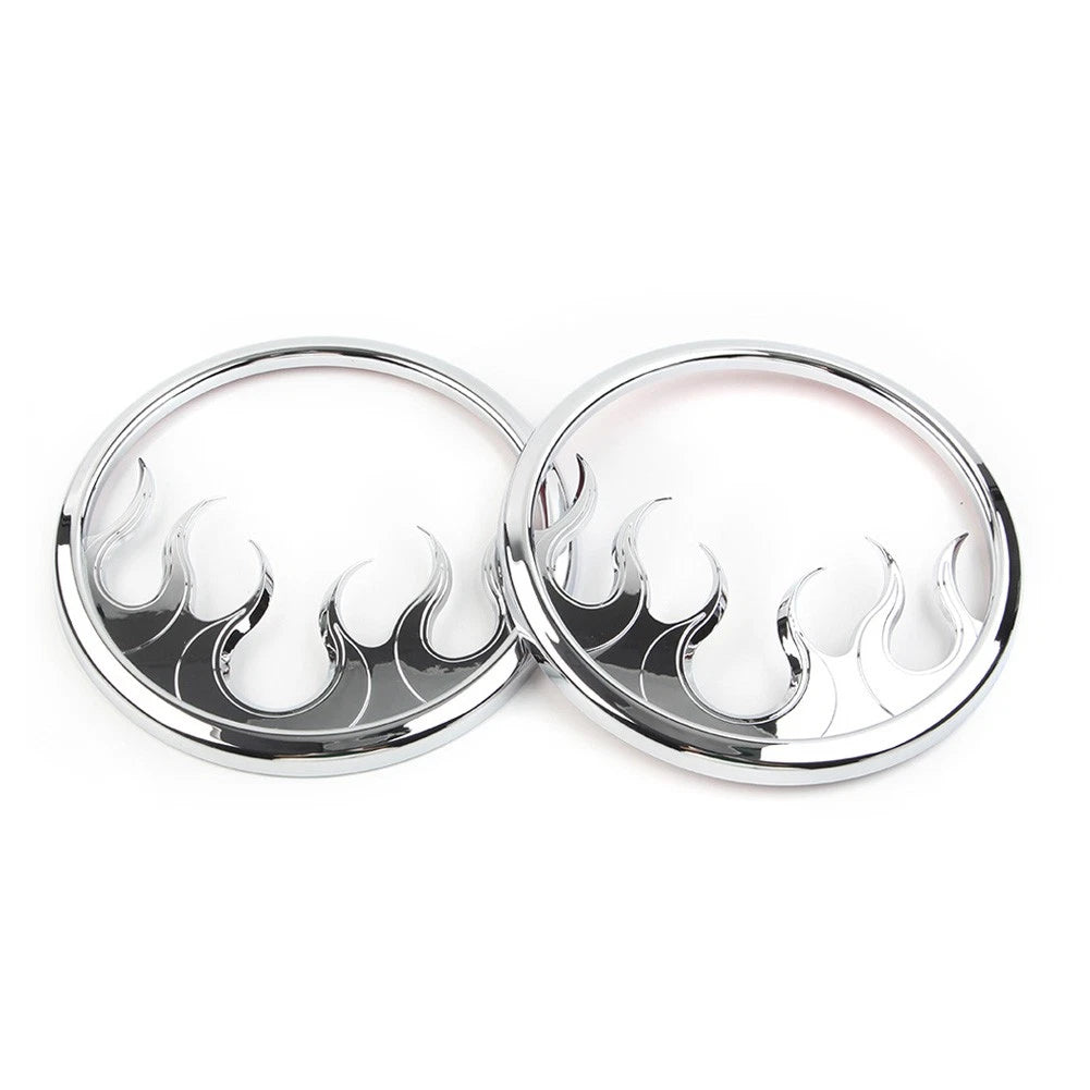 2 Pcs Chrome ABS Front Speaker Grill Trim Cover For Harley Electra Glide 2014-22