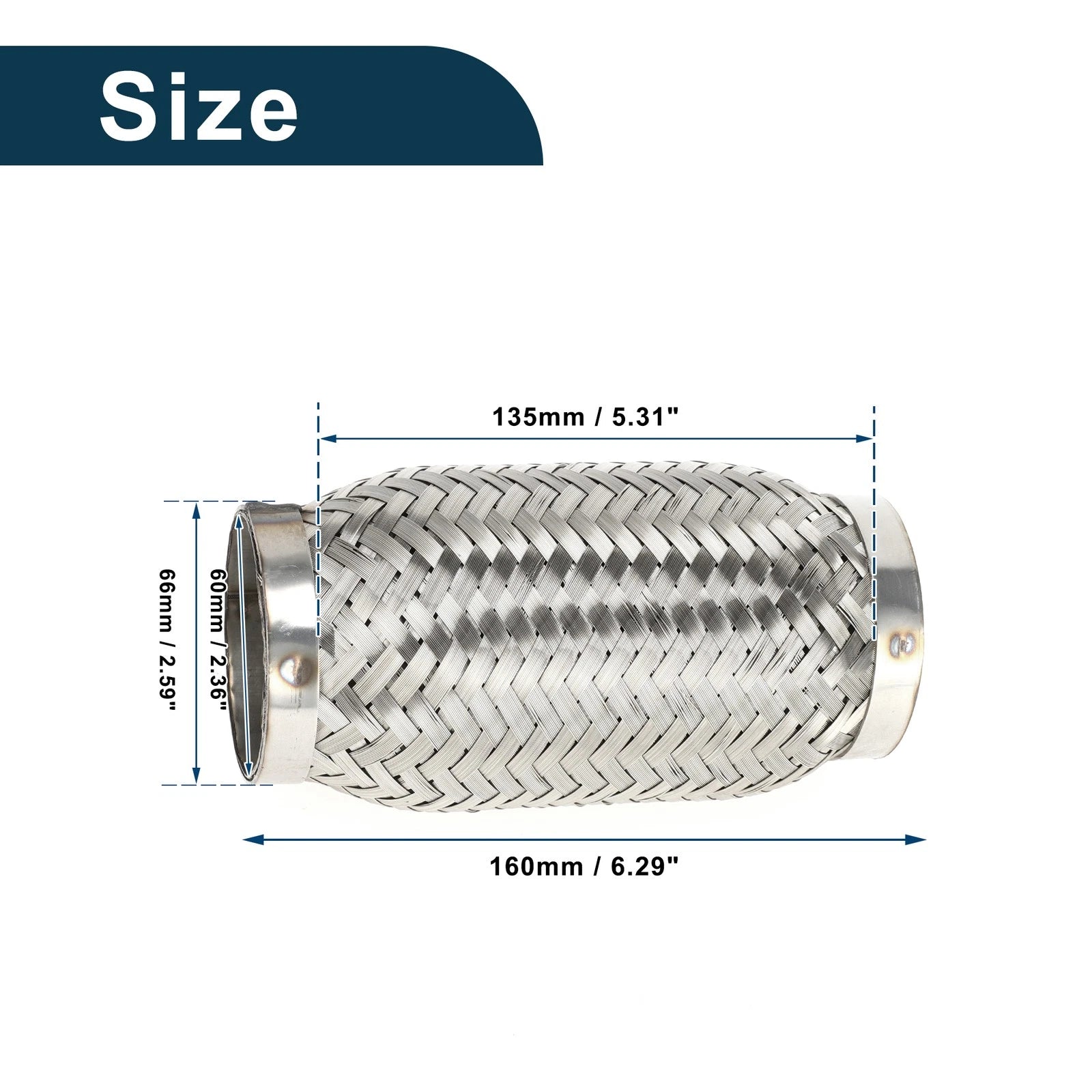 Exhaust Flex Pipe for 2.59 Inch OD Braided 1Pc