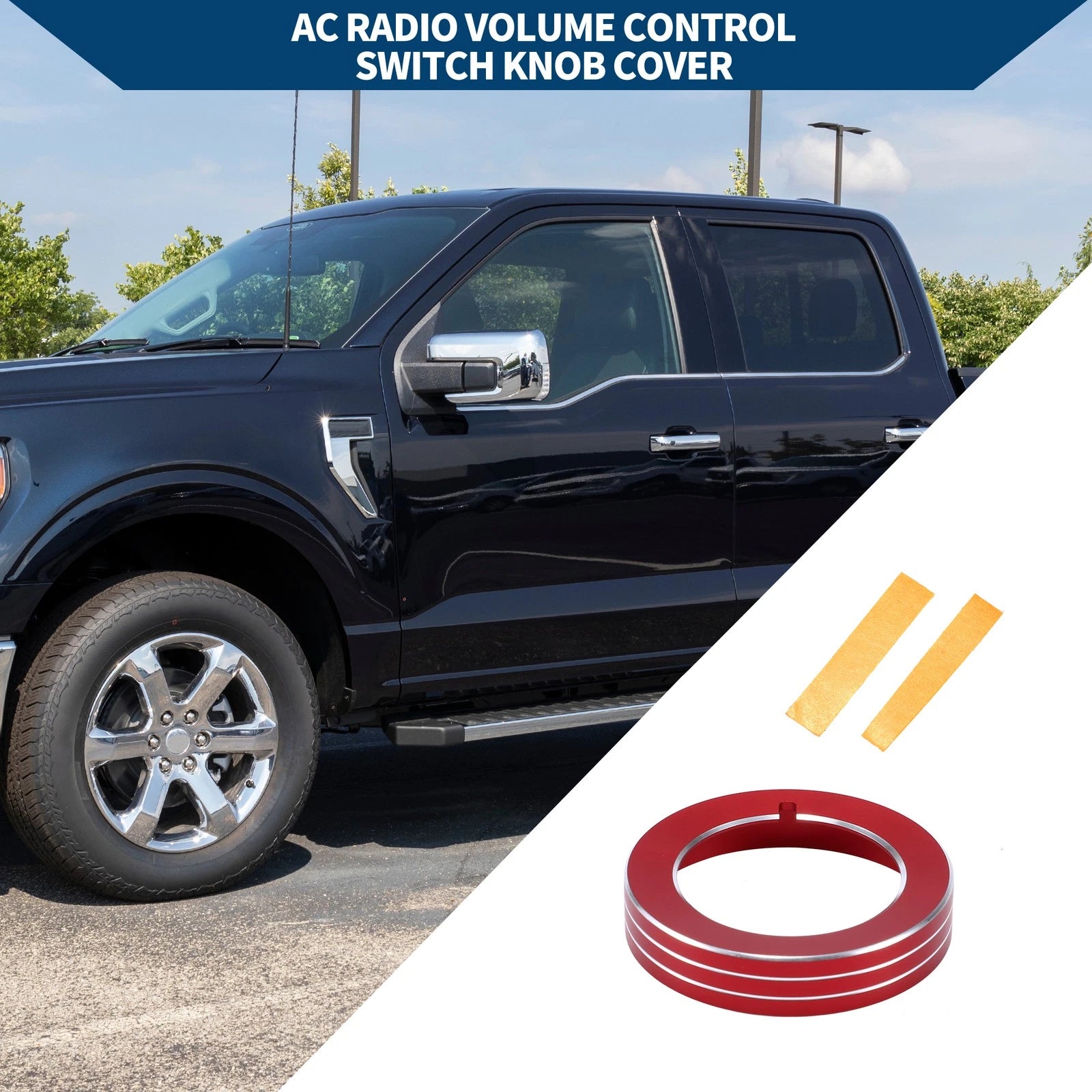 Headlight Switch Knob Cover Ring for Ford Mustang (2015–2020) Red