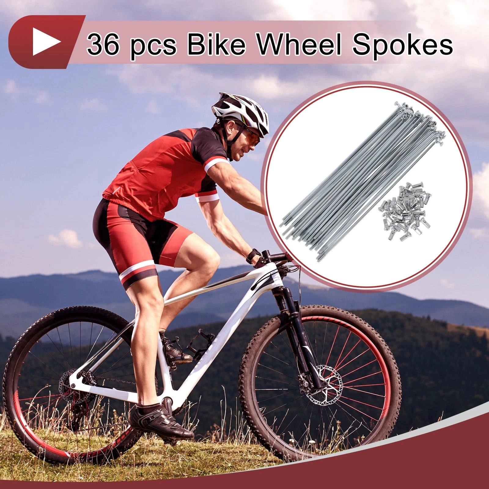 Bicycle Wheel Spokes Set 165mm 45 Steel Galvanized for 12G (36 Pack)