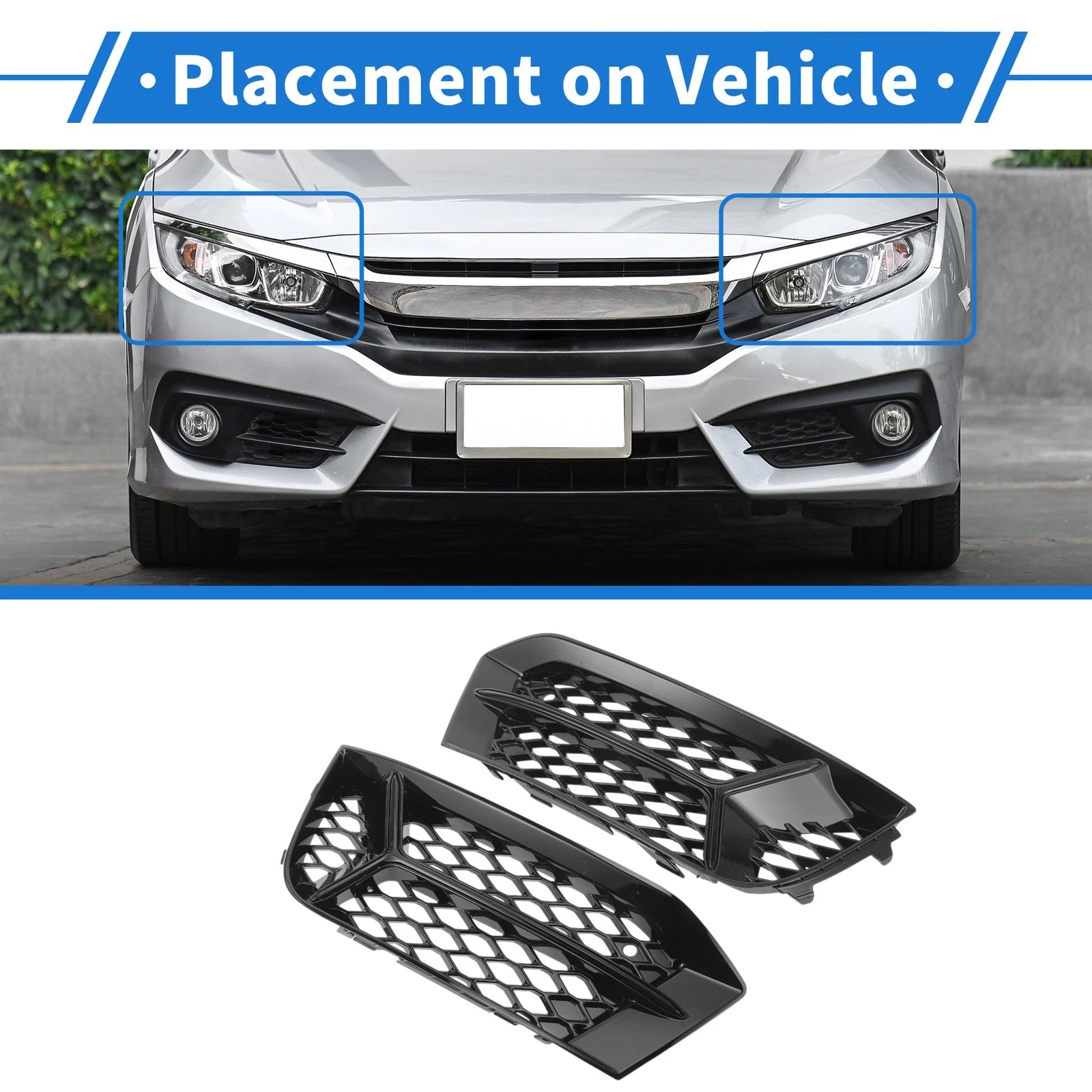 Pair Front Left Right Fog Light Grill Replacement for Audi A3 (2017–2020)