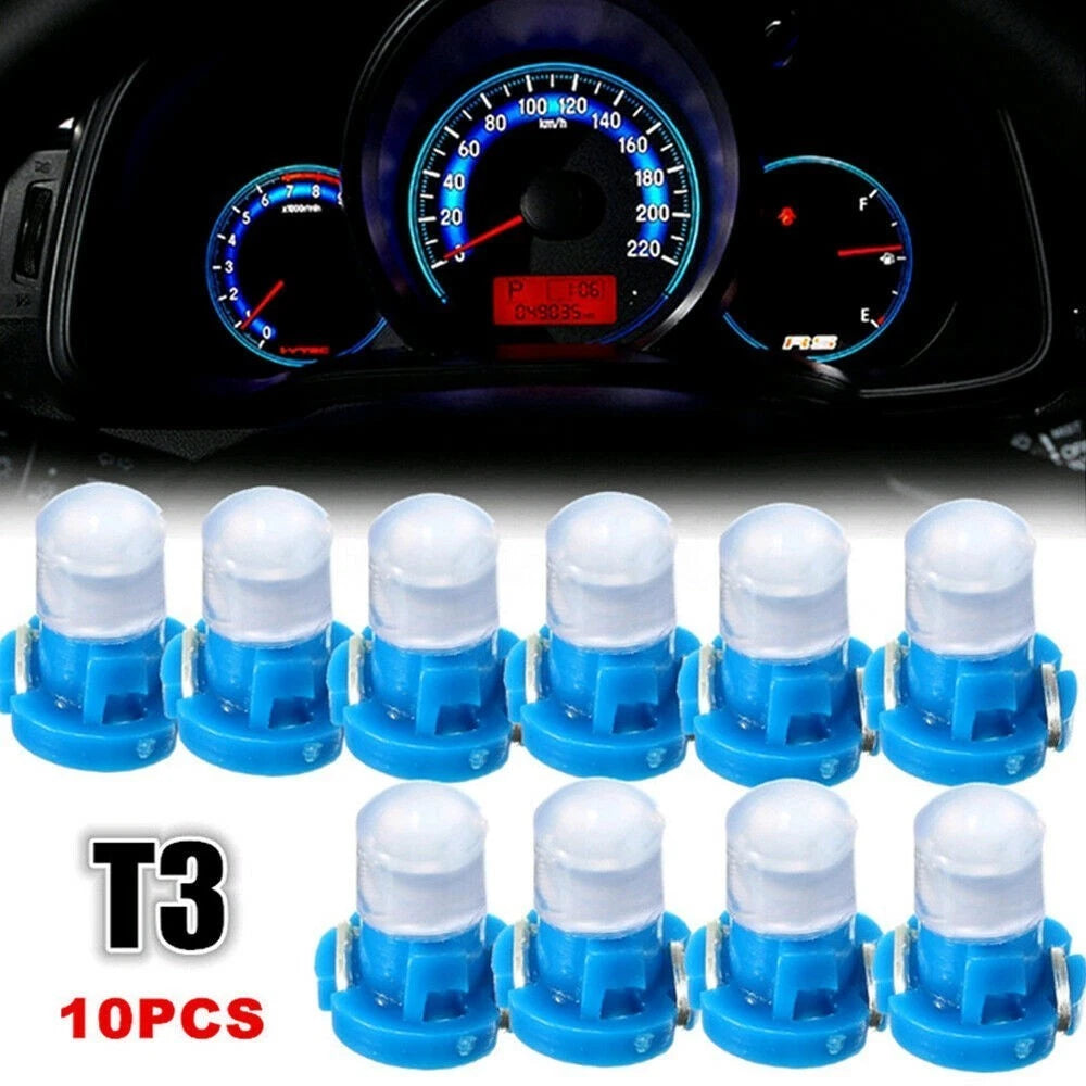 2X Blue T3 LED Bulbs 0.5W for Dashboard Instrument Panel Lamps
