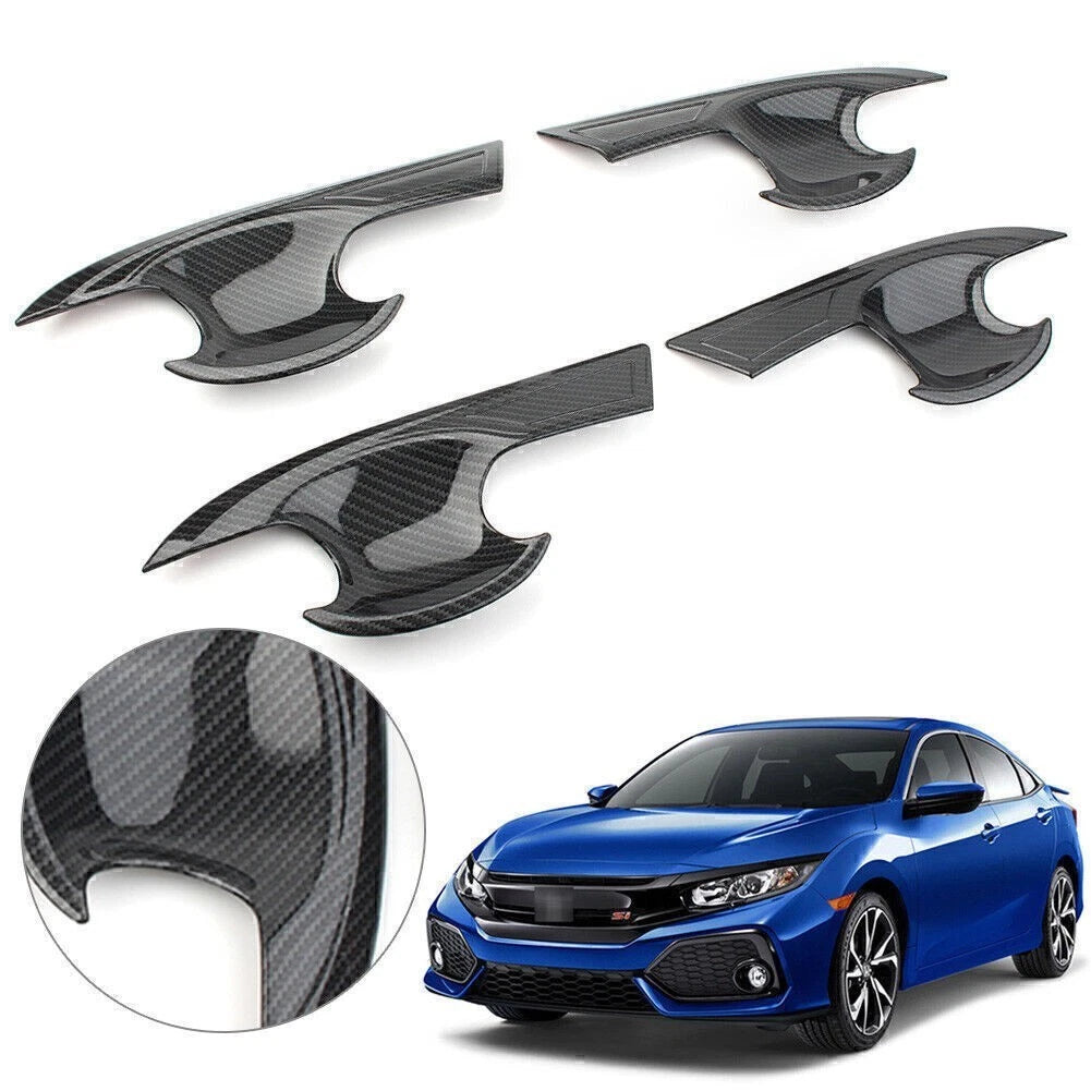 Carbon Fiber Door Handle Shell Cover Trim for Honda Civic (2016–2018)
