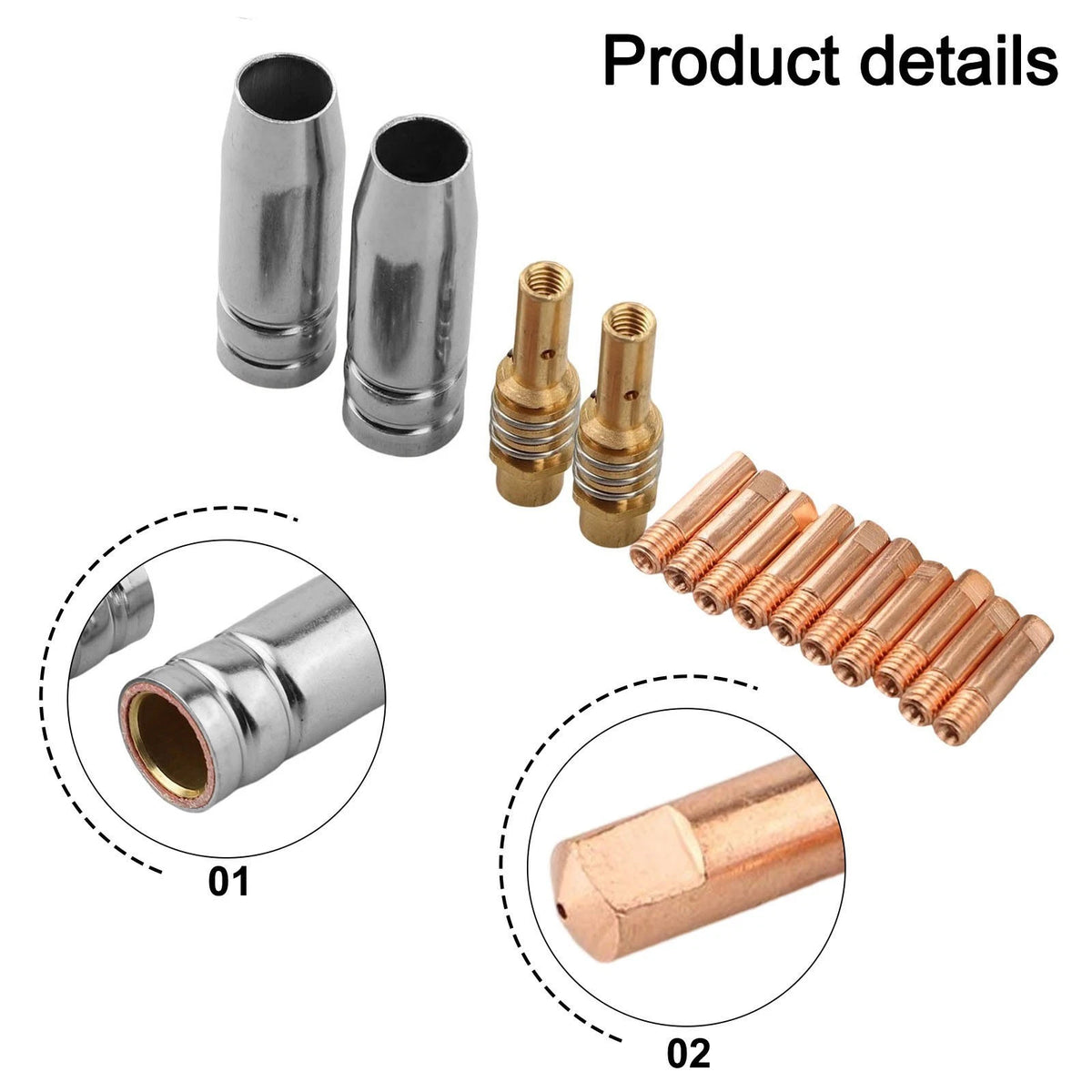 14PCS MIG Welding Accessories Kit for AK15 MB15 with 0.8mm Tips Nozzles
