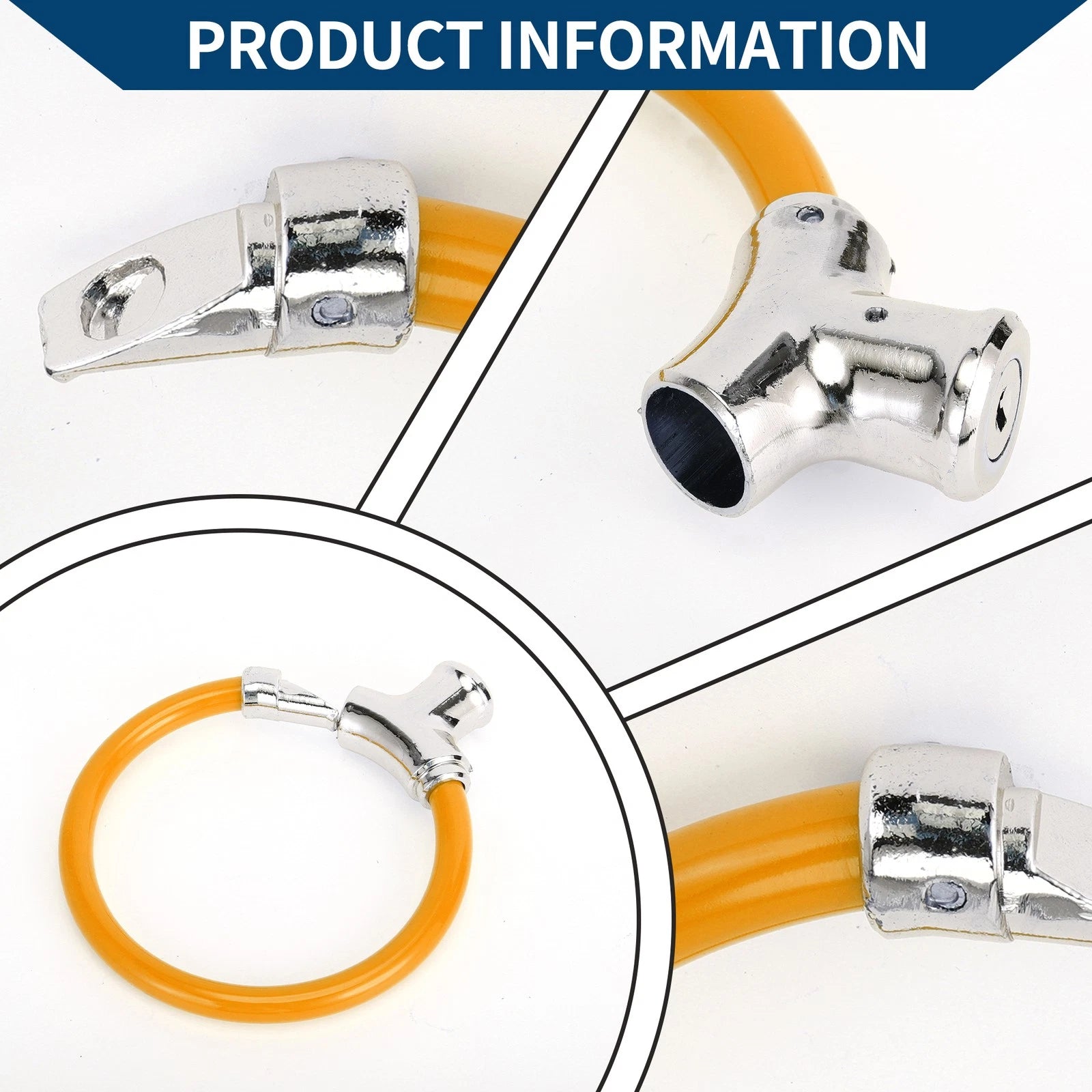 Portable Bicycle Lock Ring Cable 42cm Anti Theft for Bikes (Orange)