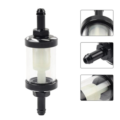 Inline Reusable Motorcycle Gas Fuel Filter 8MM 5/16 Black