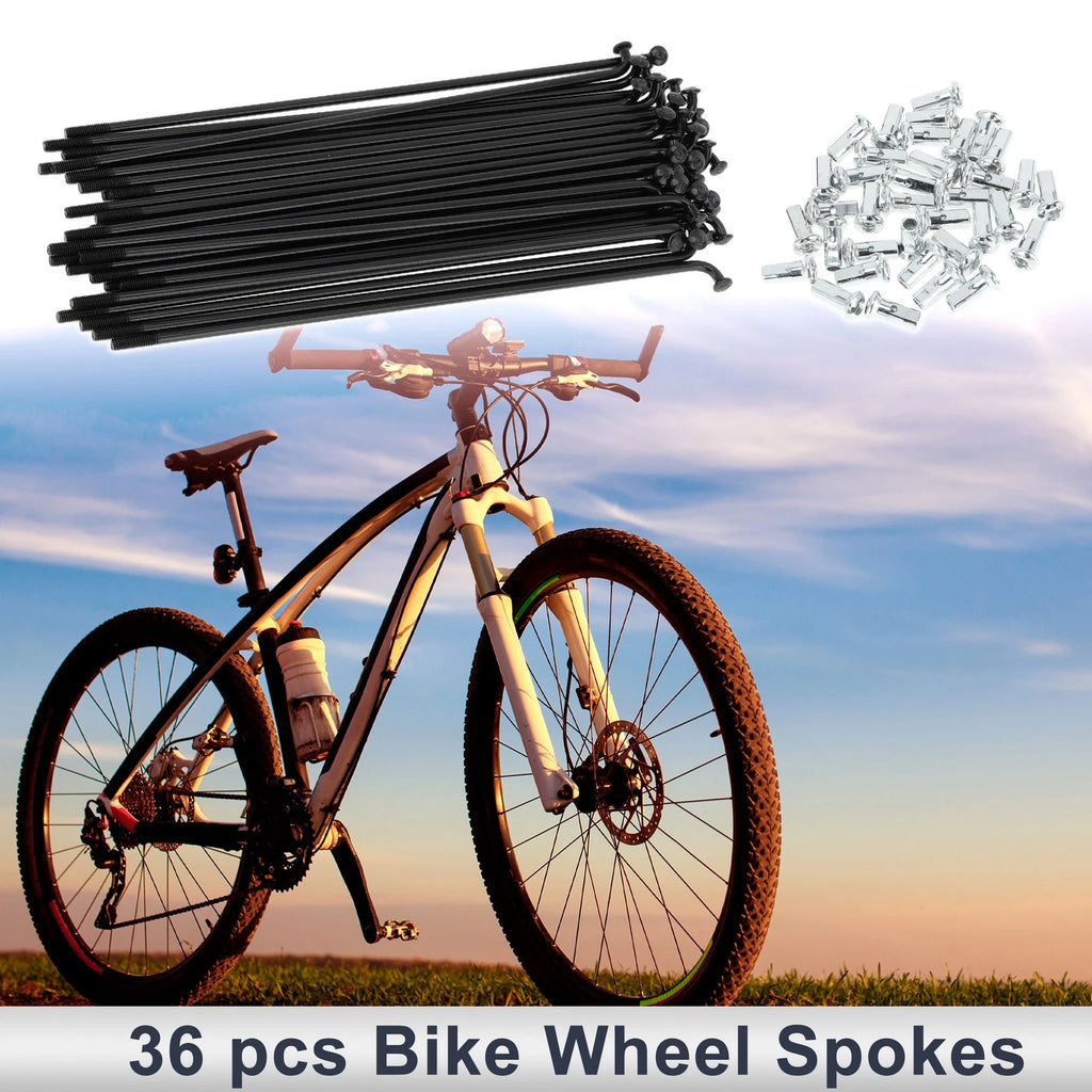 Bicycle Spokes Nipples Set 12G 148mm Carbon Steel Black Universal