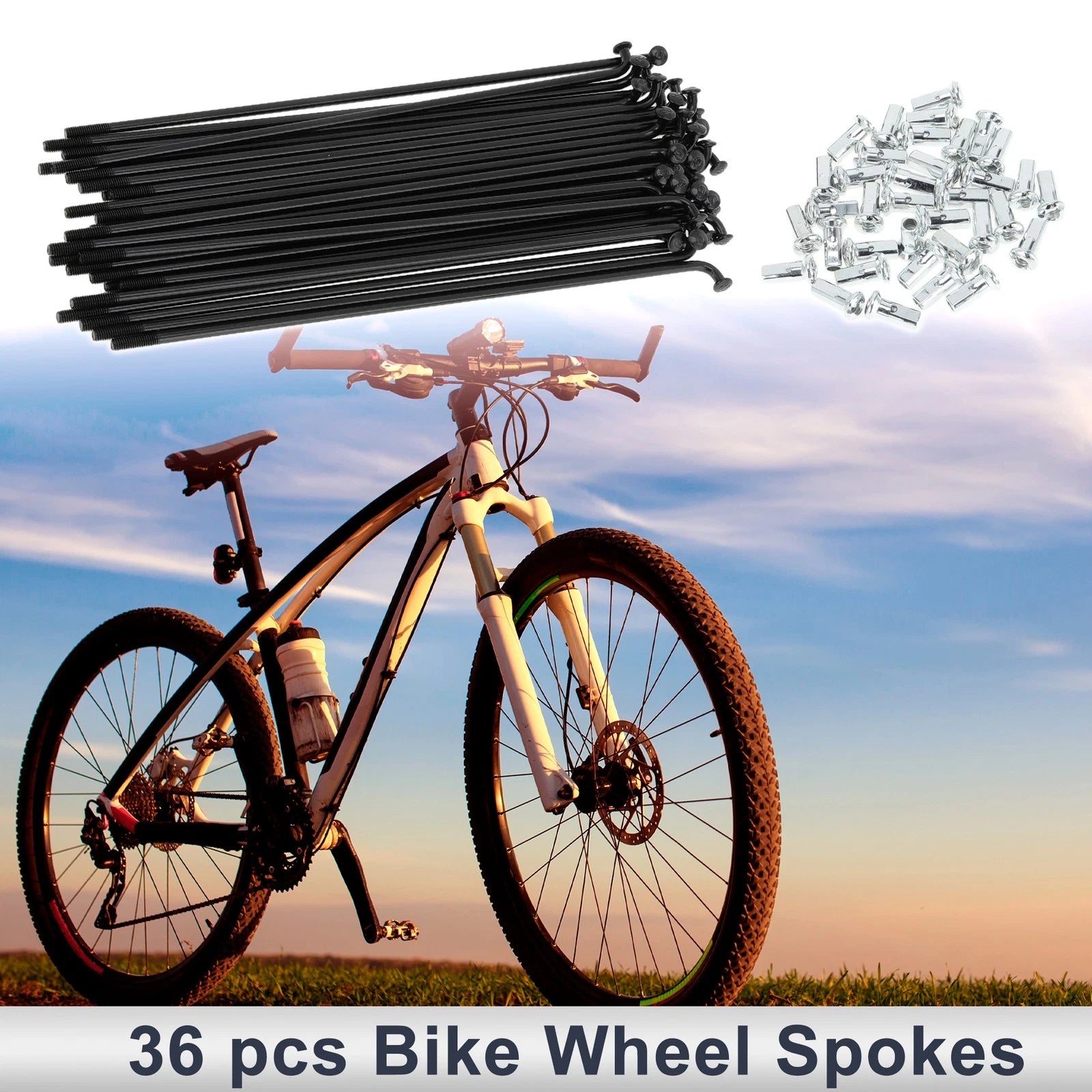 Bicycle Spokes Nipples Set 12G 148mm Carbon Steel Black Universal